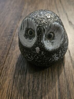 VTG Brown & White Speckled Owl Figurine Pigeon Forge Pottery 2.5 Inches Used . 